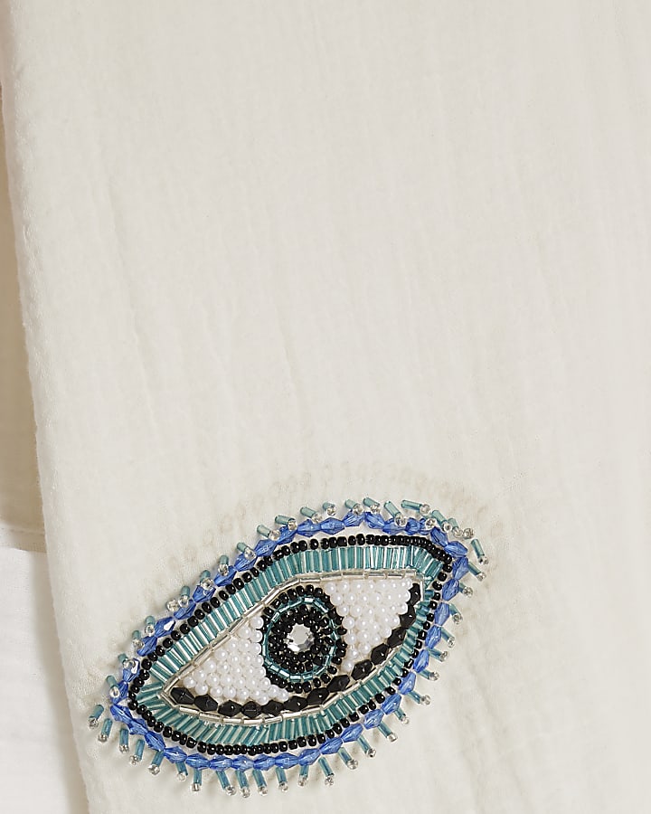 White Embellished Beach Shirt