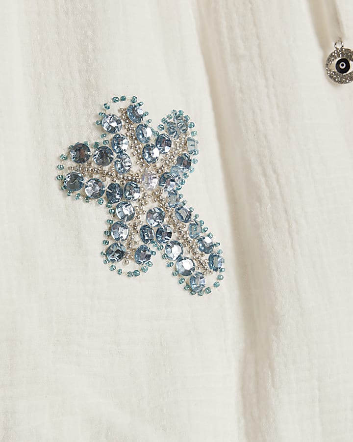 White Embellished Beach Shorts