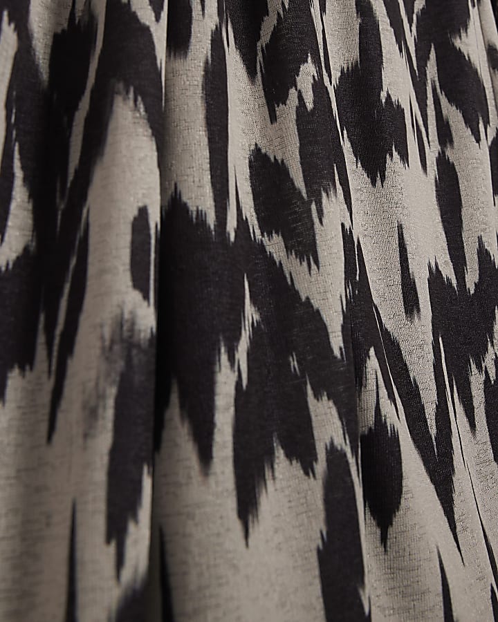 Cream Animal Print Long Sleeve Maxi Dress