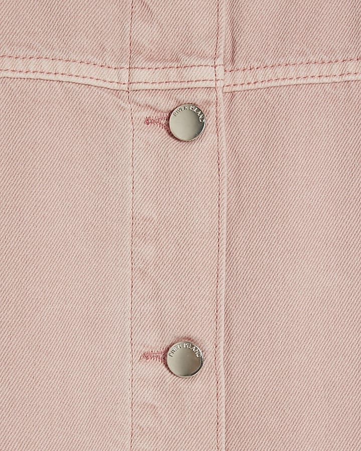 Pink Button Through Denim Dress