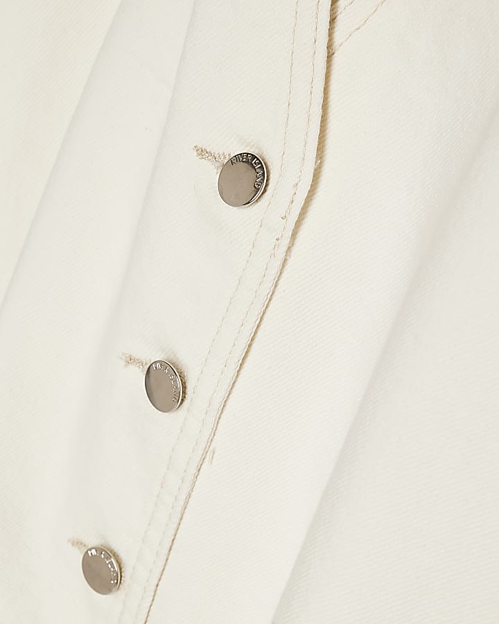 Cream Denim Collared Boxy Shirt