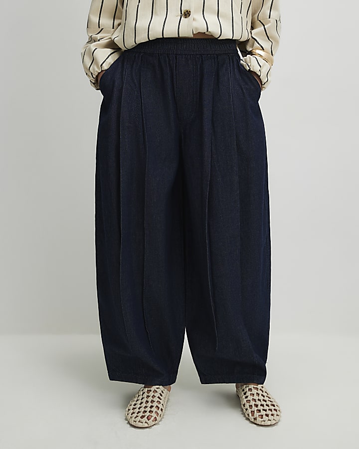 Blue Barrel Leg Jeans