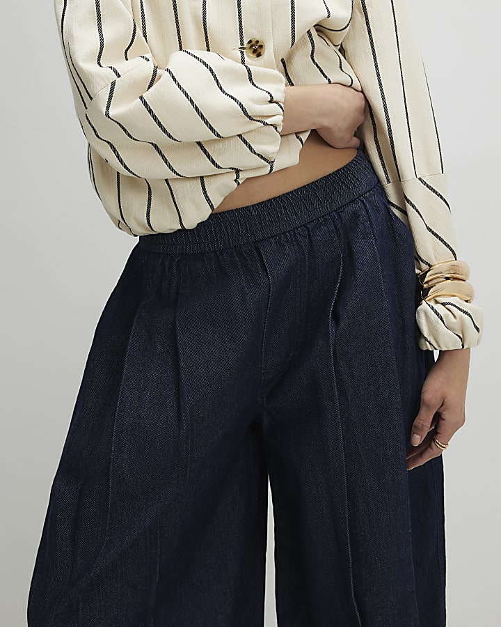 Blue Barrel Leg Jeans