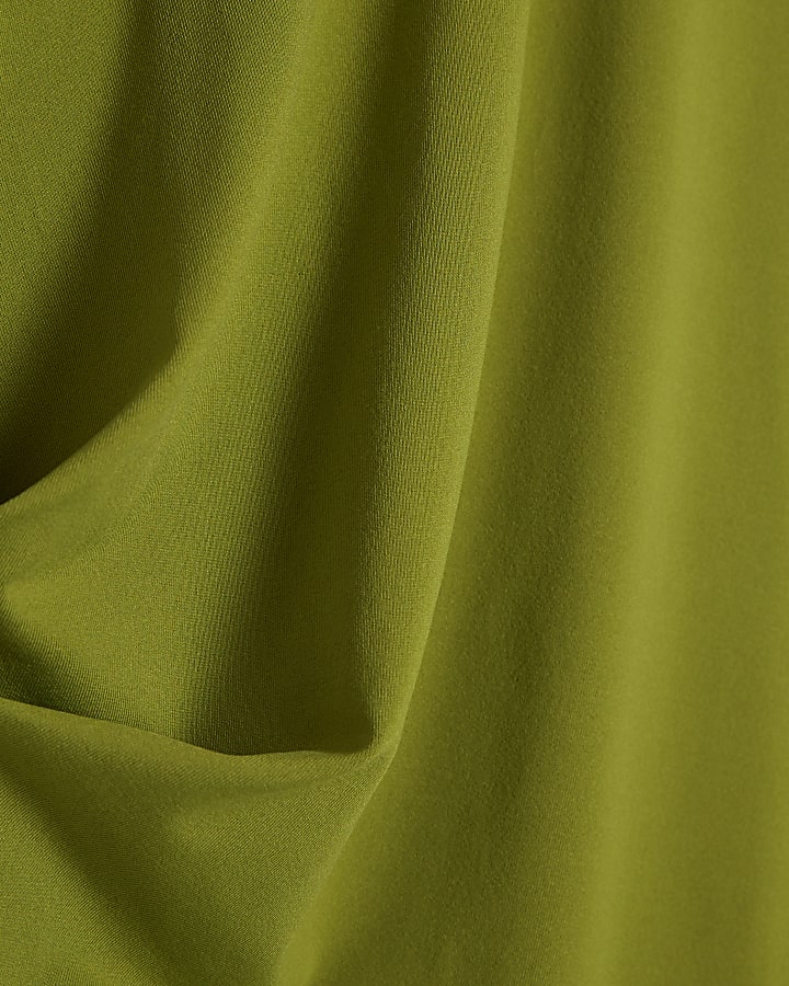 Green Shoulder Pad Long Asymmetric Top