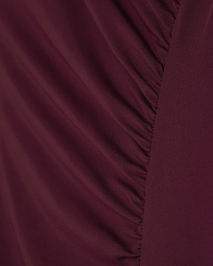 Purple Short Sleeve High Neck Maxi Dress