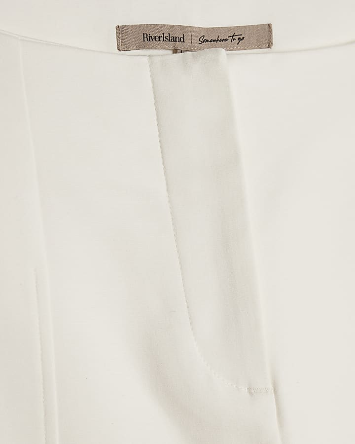 White Cotton Sateen Capri Trousers
