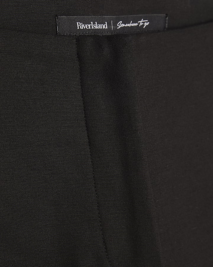 Black Cotton Sateen Capri Trousers