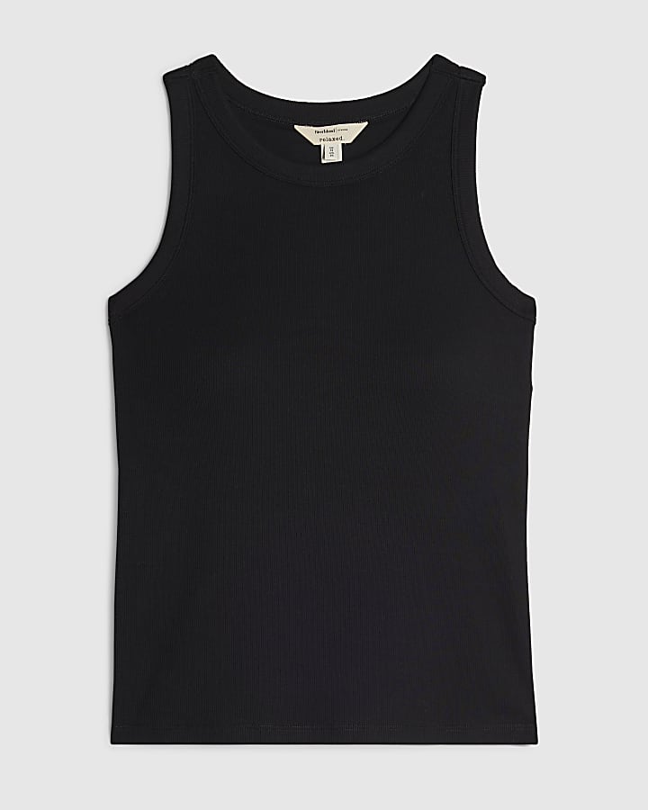 Black Built In Bra Vest Top