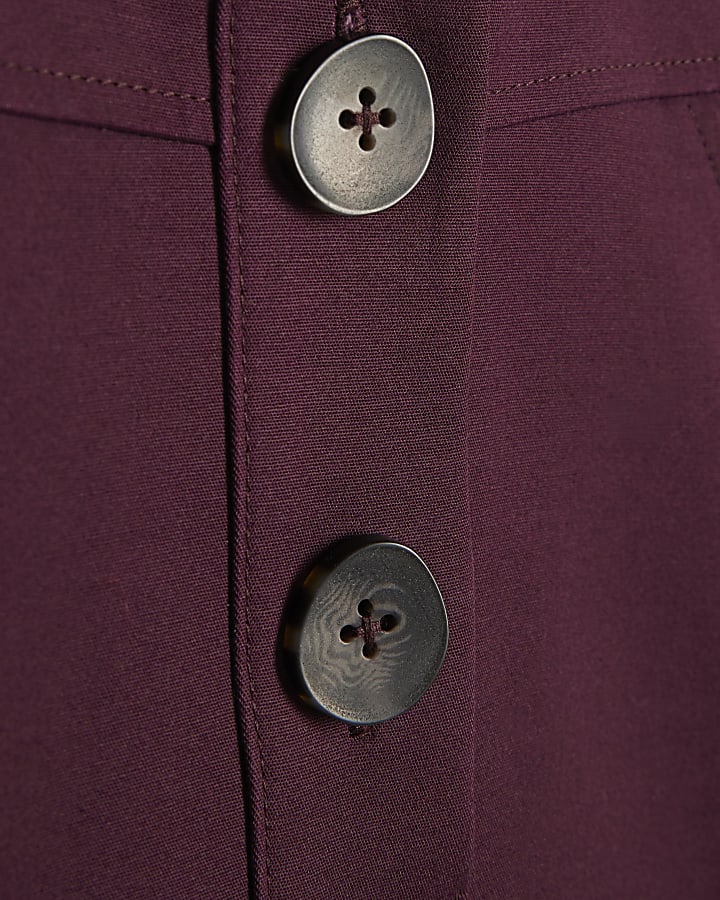 Purple Cotton Sateen Mini Shirt Dress