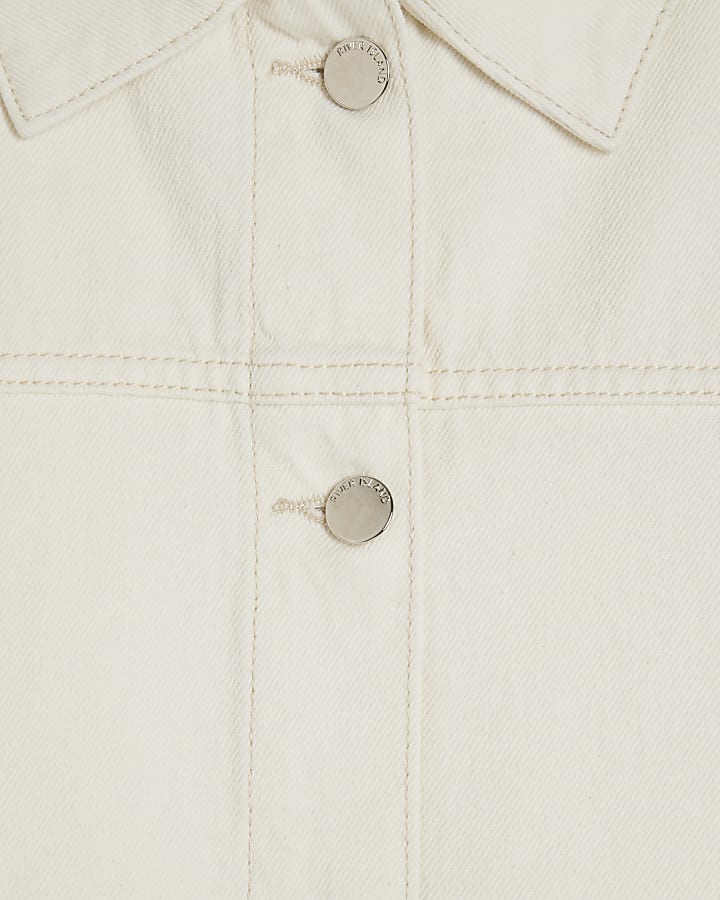 Cream Button Through Denim Dress