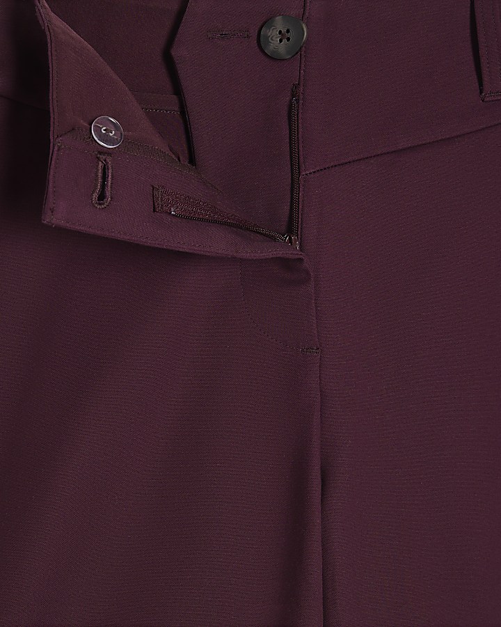 Red Cotton Sateen Barrel Leg Trousers