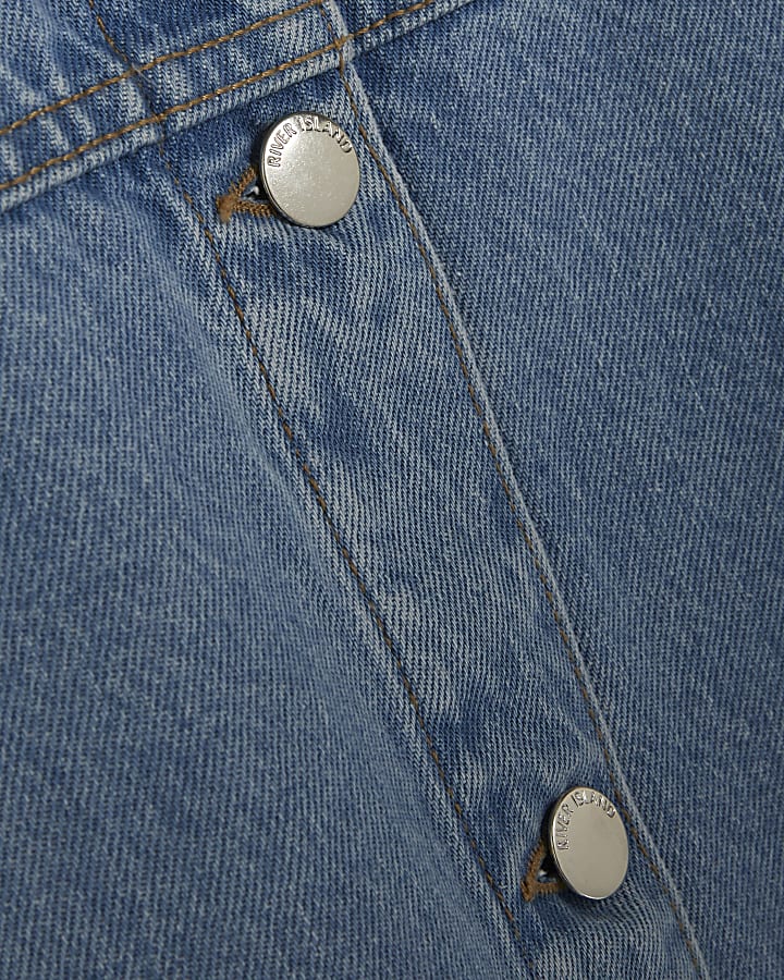 Blue Denim Short Sleeve Button Through Dress