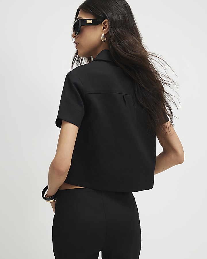 Black Short Sleeve Boxy Shirt