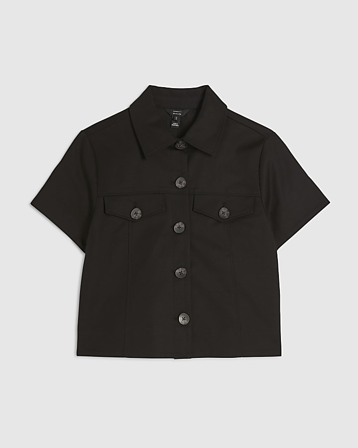 Black Short Sleeve Boxy Shirt