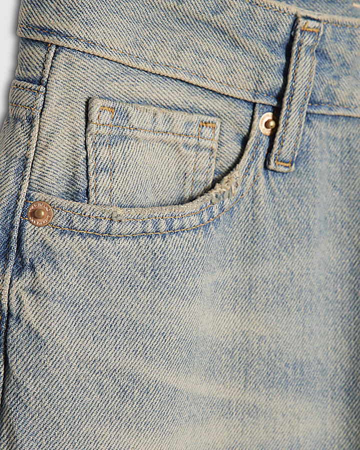 Blue Relaxed Straight Leg Jeans