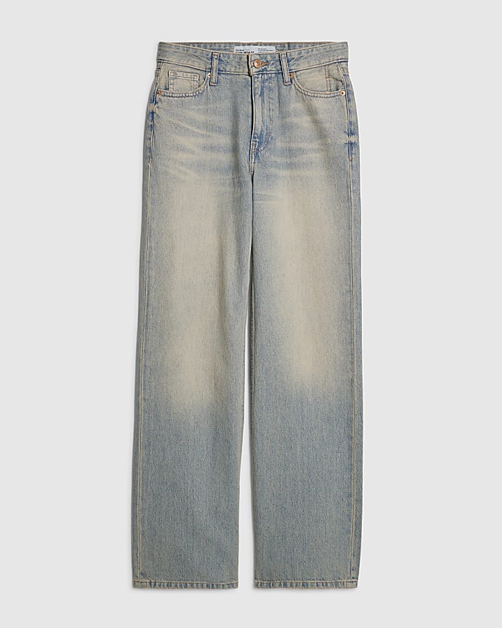 Blue Relaxed Straight Leg Jeans