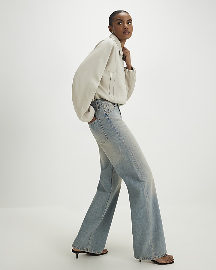 Blue Relaxed Straight Leg Jeans