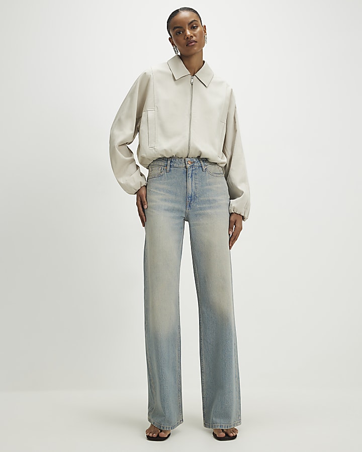 Blue Relaxed Straight Leg Jeans