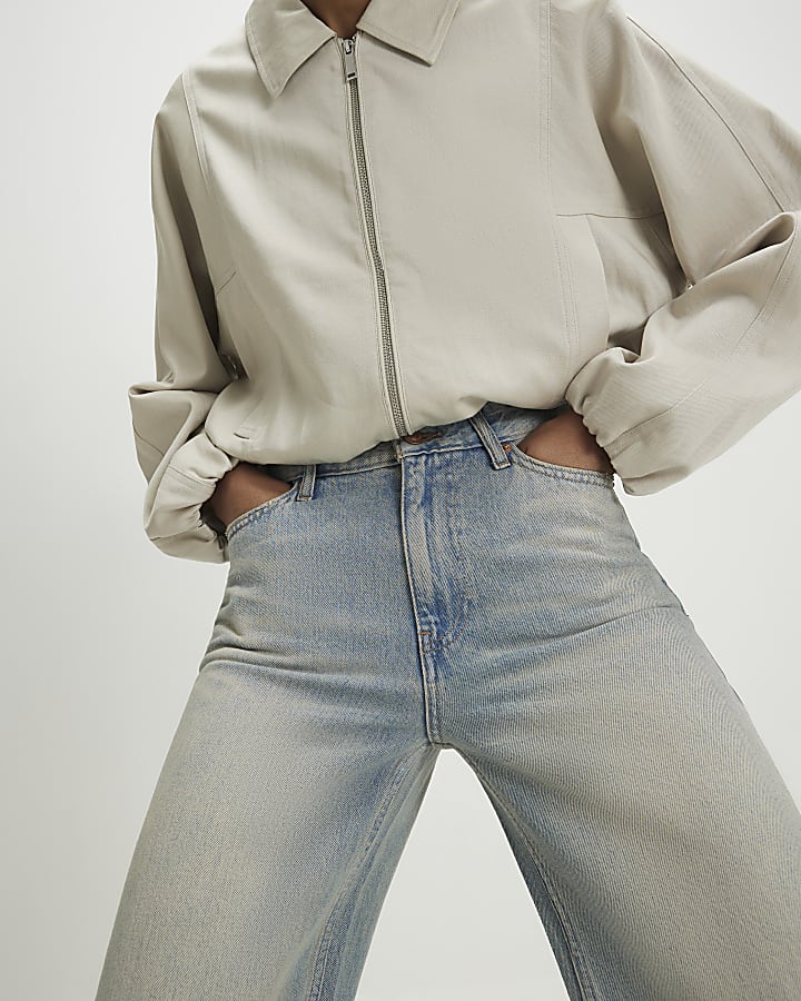 Blue Relaxed Straight Leg Jeans