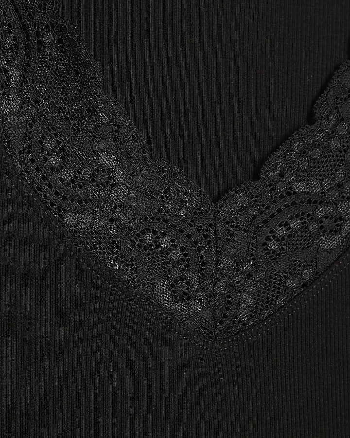 Black Lace Trim Tank Top