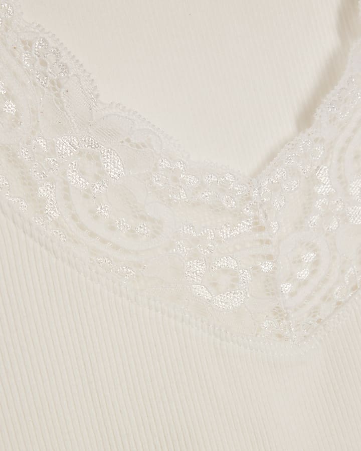 White Lace Trim Tank Top