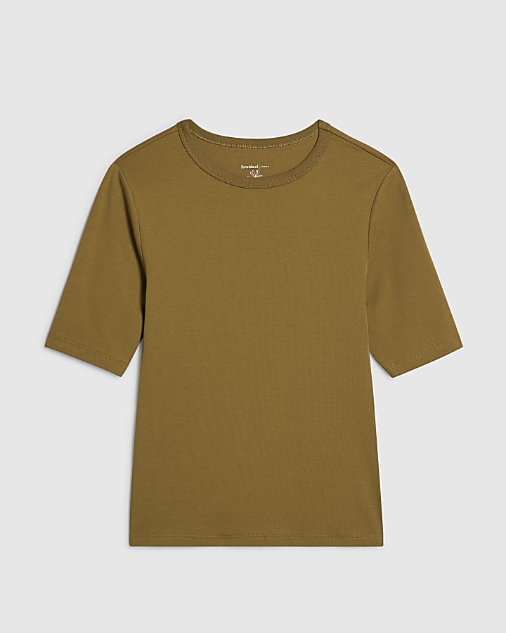 Green Cotton Fitted T-Shirt