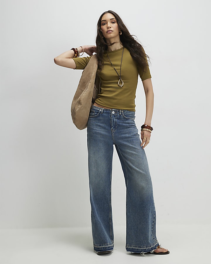 Green Cotton Fitted T-Shirt