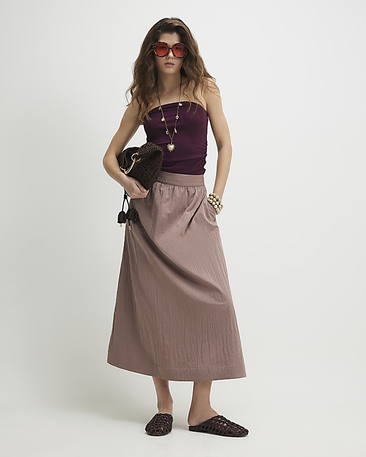 Red Cotton Bandeau Top