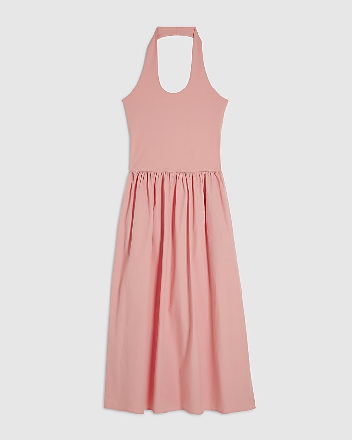 Pink Halter Neck Maxi Dress