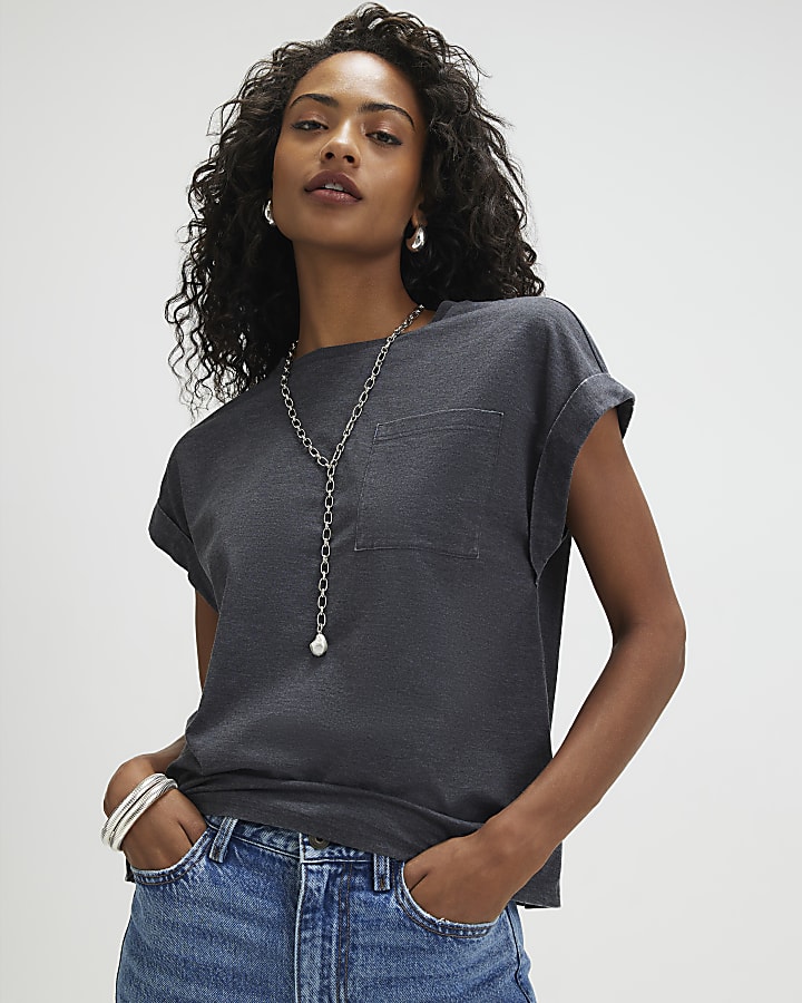 Grey Short Sleeve Burnout Effect T-Shirt