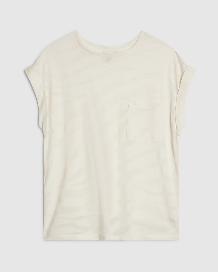 White Animal Print Burnout T-shirt