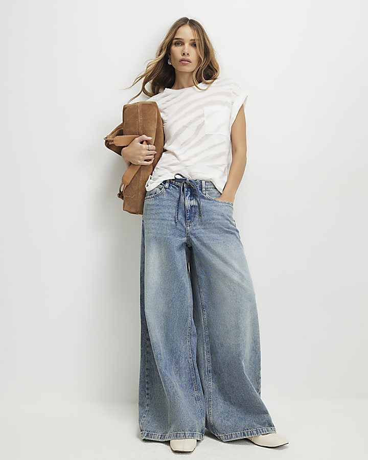 White Animal Print Burnout T-shirt