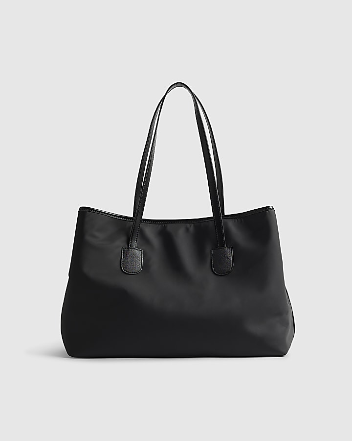 Black Nylon Buckle Handle Shopper Bag