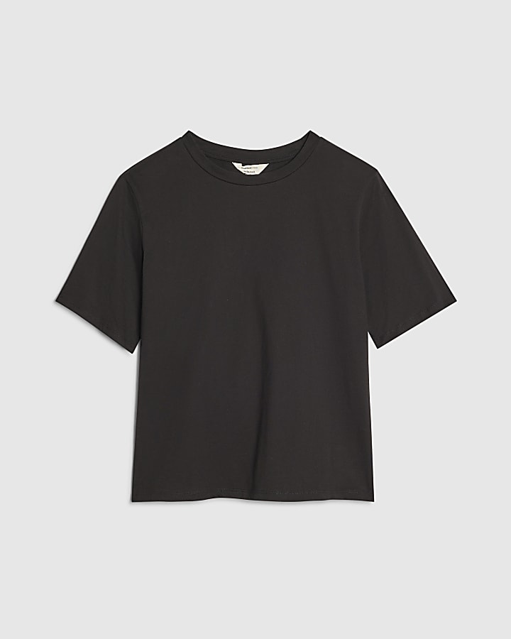 Black Short Sleeve Shoulder Pad Boxy T-shirt
