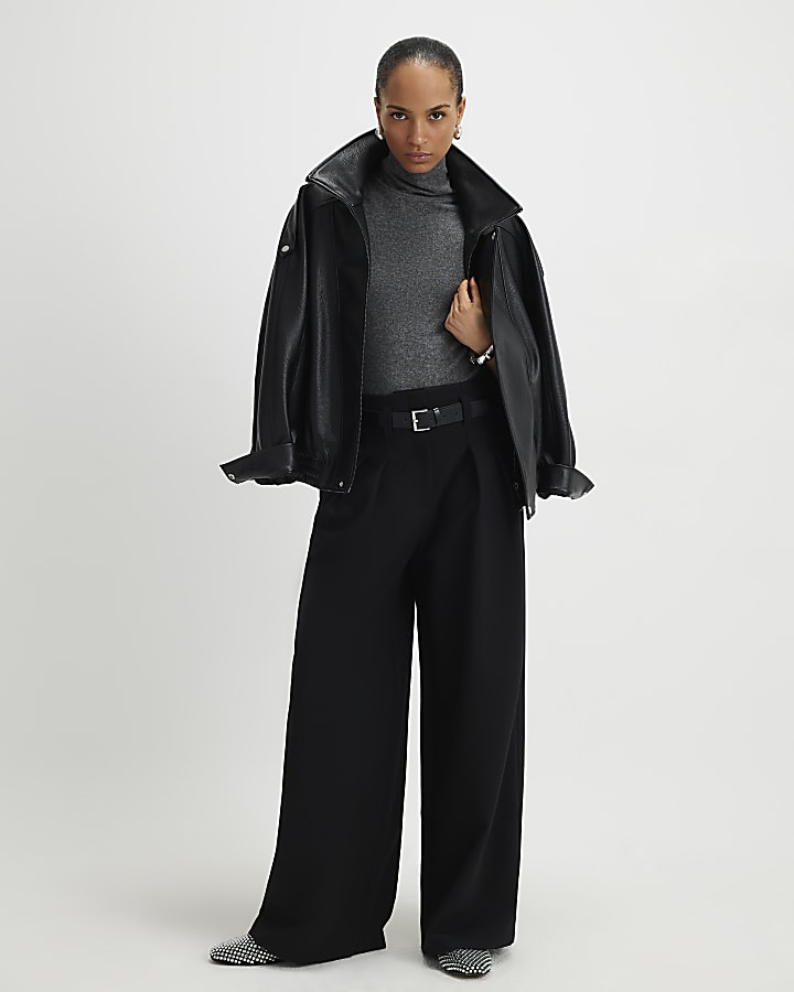 Grey Cosy Sleeveless Cowl Neck Top