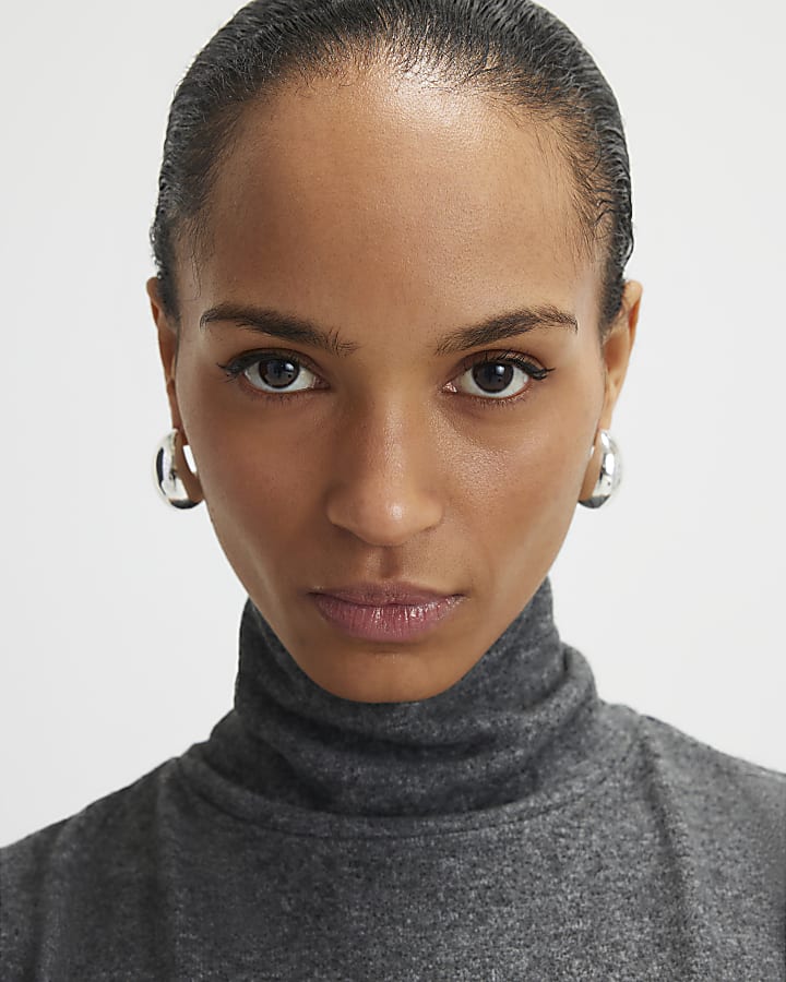 Grey Cosy Sleeveless Cowl Neck Top