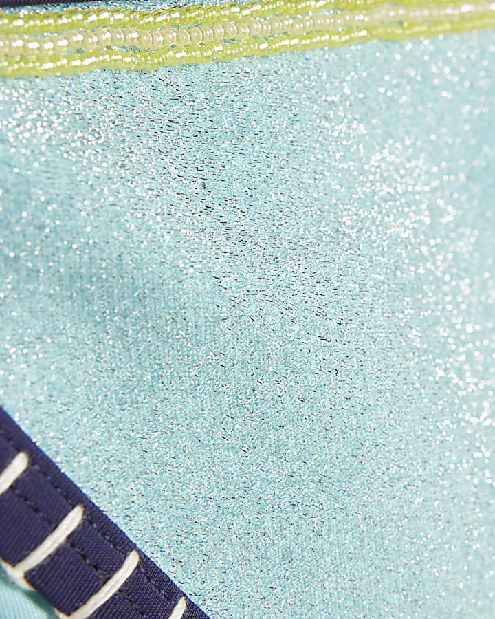 Blue Glitter Whipstitch Bikini Set