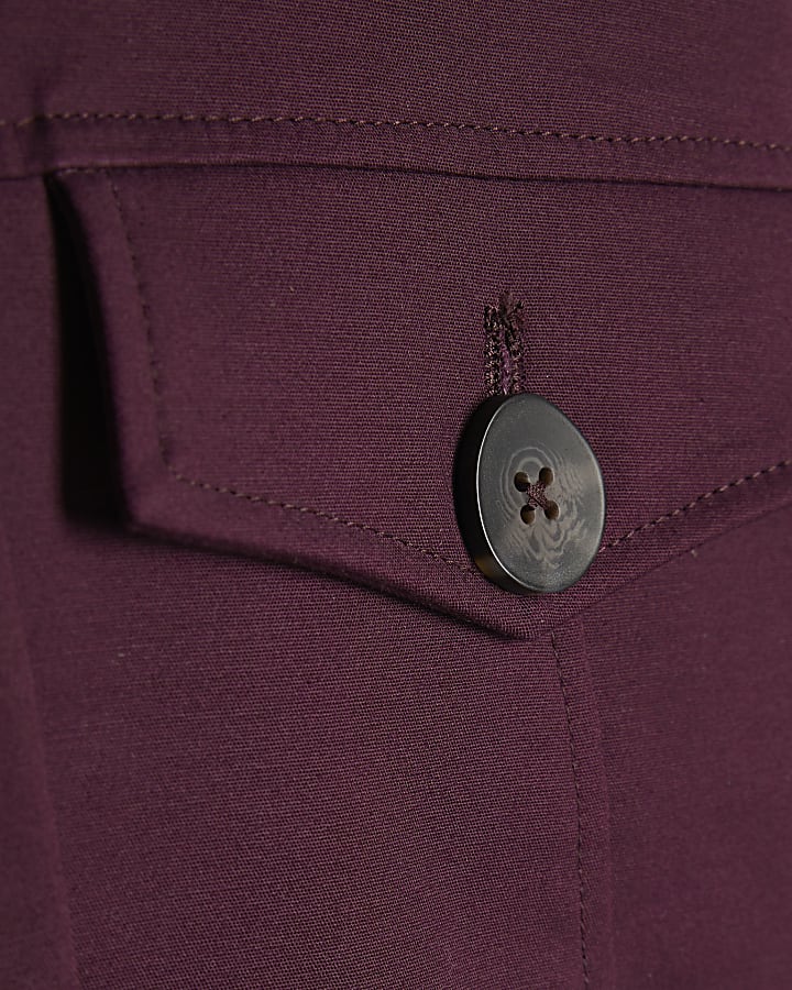 Red Cotton Blend Boxy Fit Shirt
