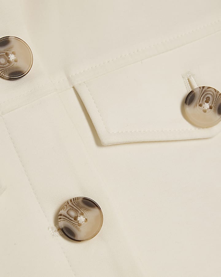 White Cotton Blend Boxy Fit Shirt