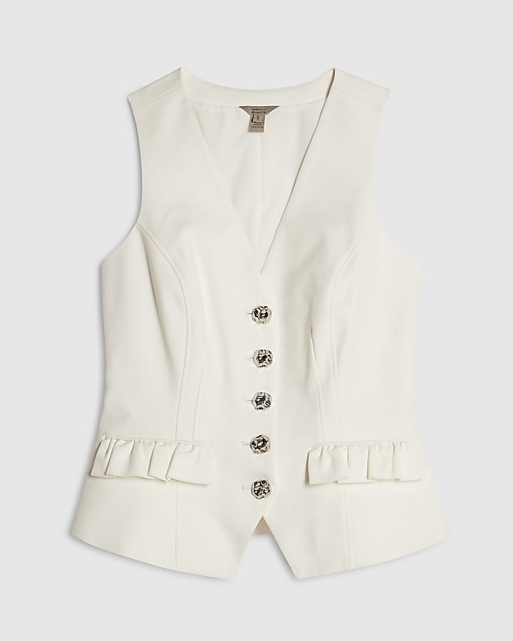 White Frill Pocket Waistcoat