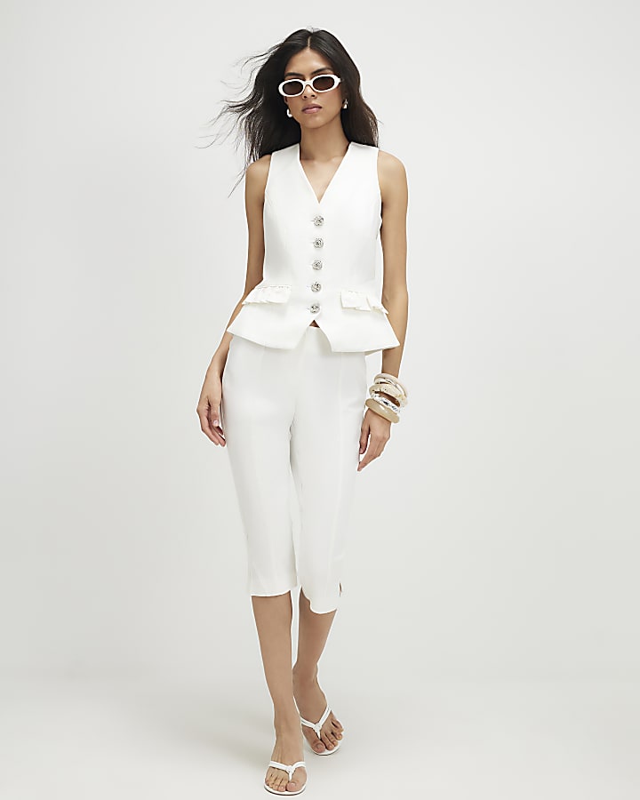 White Frill Pocket Waistcoat