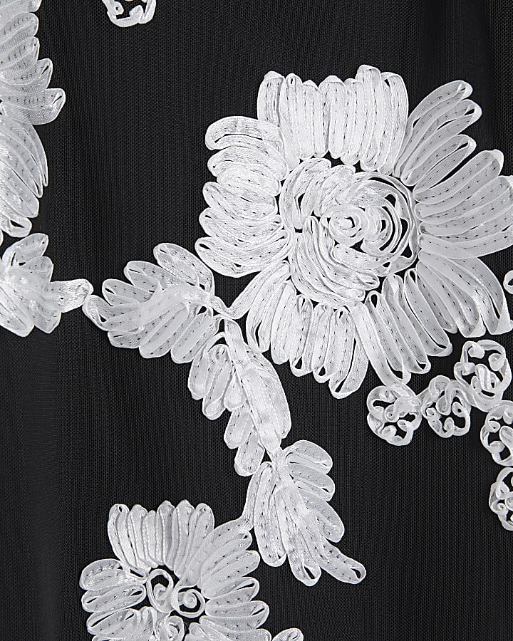 Black Short Sleeve Cornelli Mini Dress