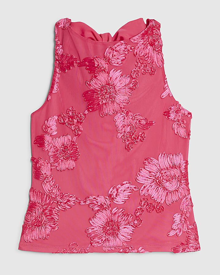 Pink Sleeveless Cornelli Racer Top