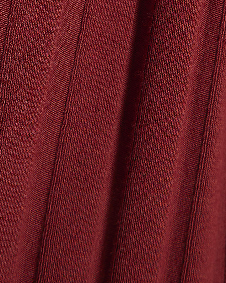 Red Cotton Ribbed Tank Top