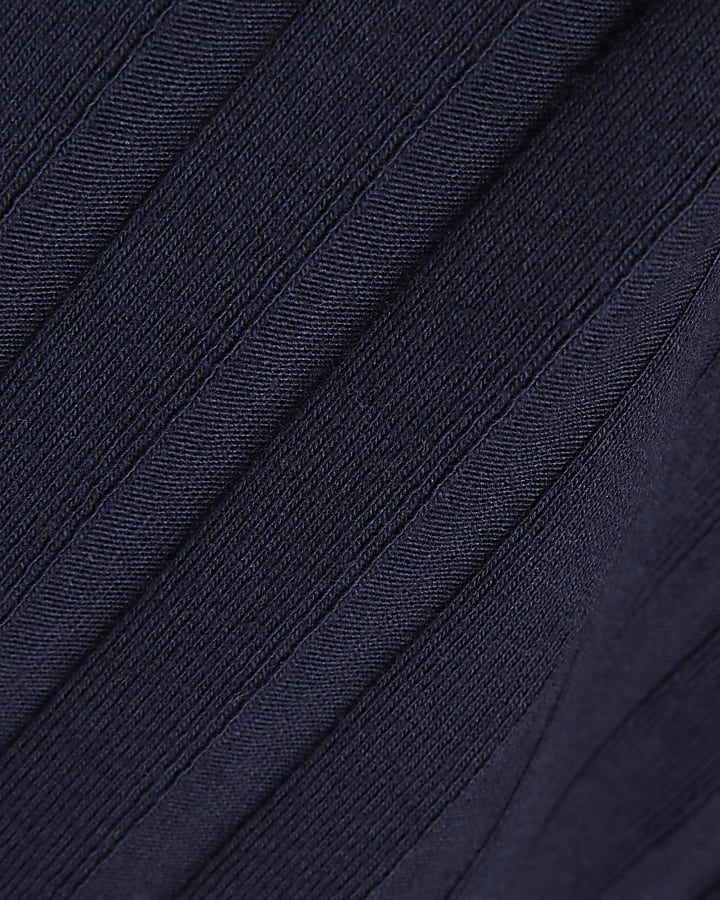 Navy Cotton Ribbed Tank Top