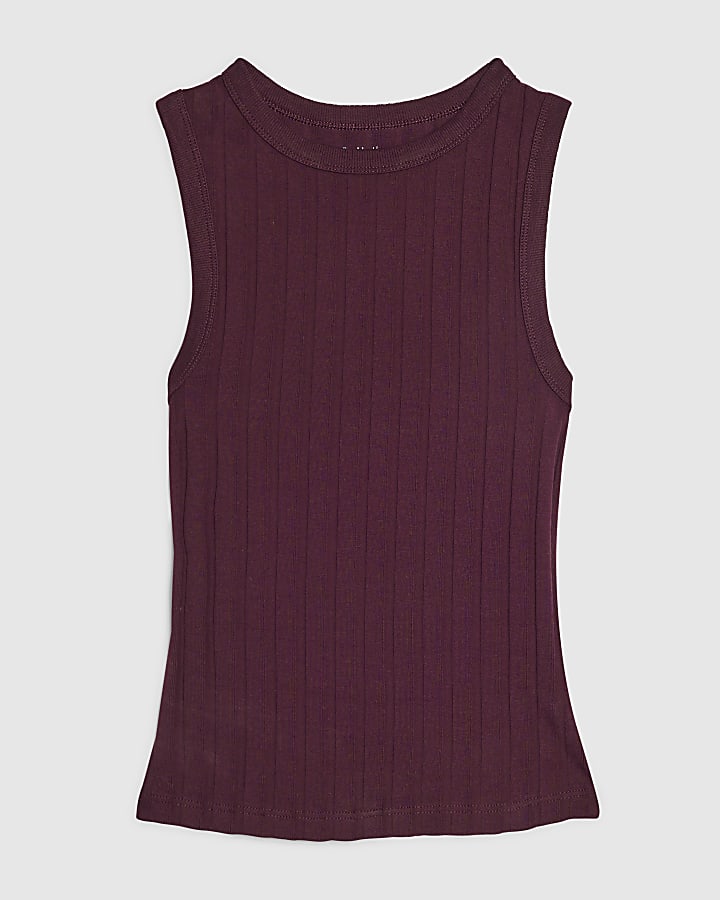 Red Cotton Ribbed Tank
