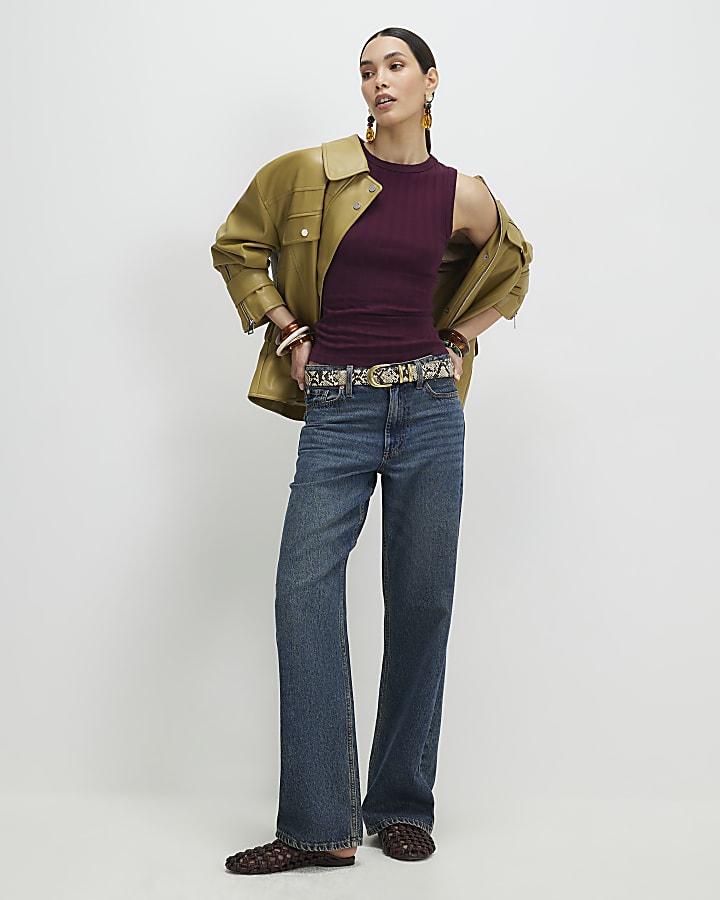 Red Cotton Ribbed Tank