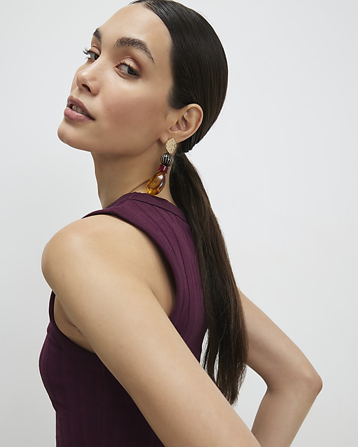 Red Cotton Ribbed Tank