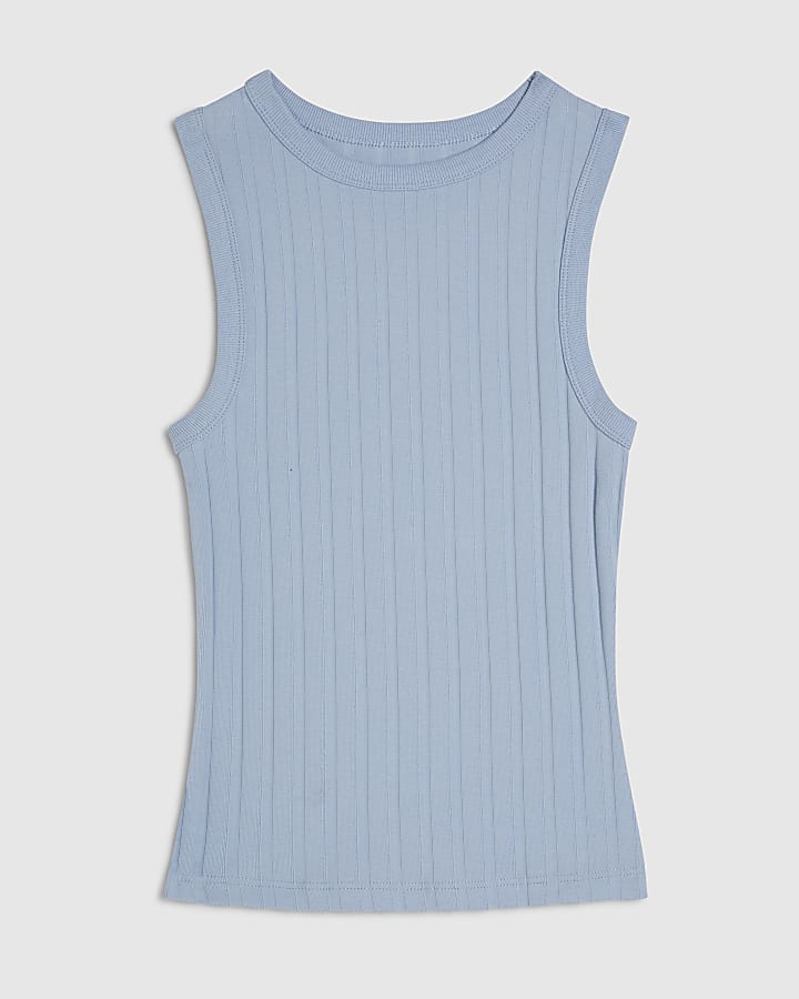 Blue Wide Rib Tank Top