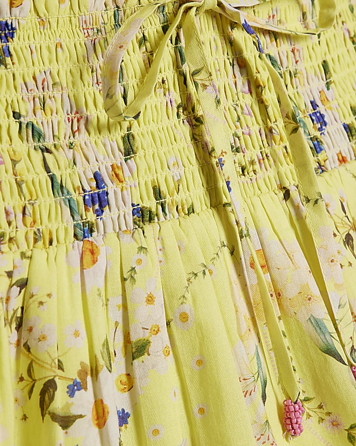 Yellow Daisy Print Mini Dress